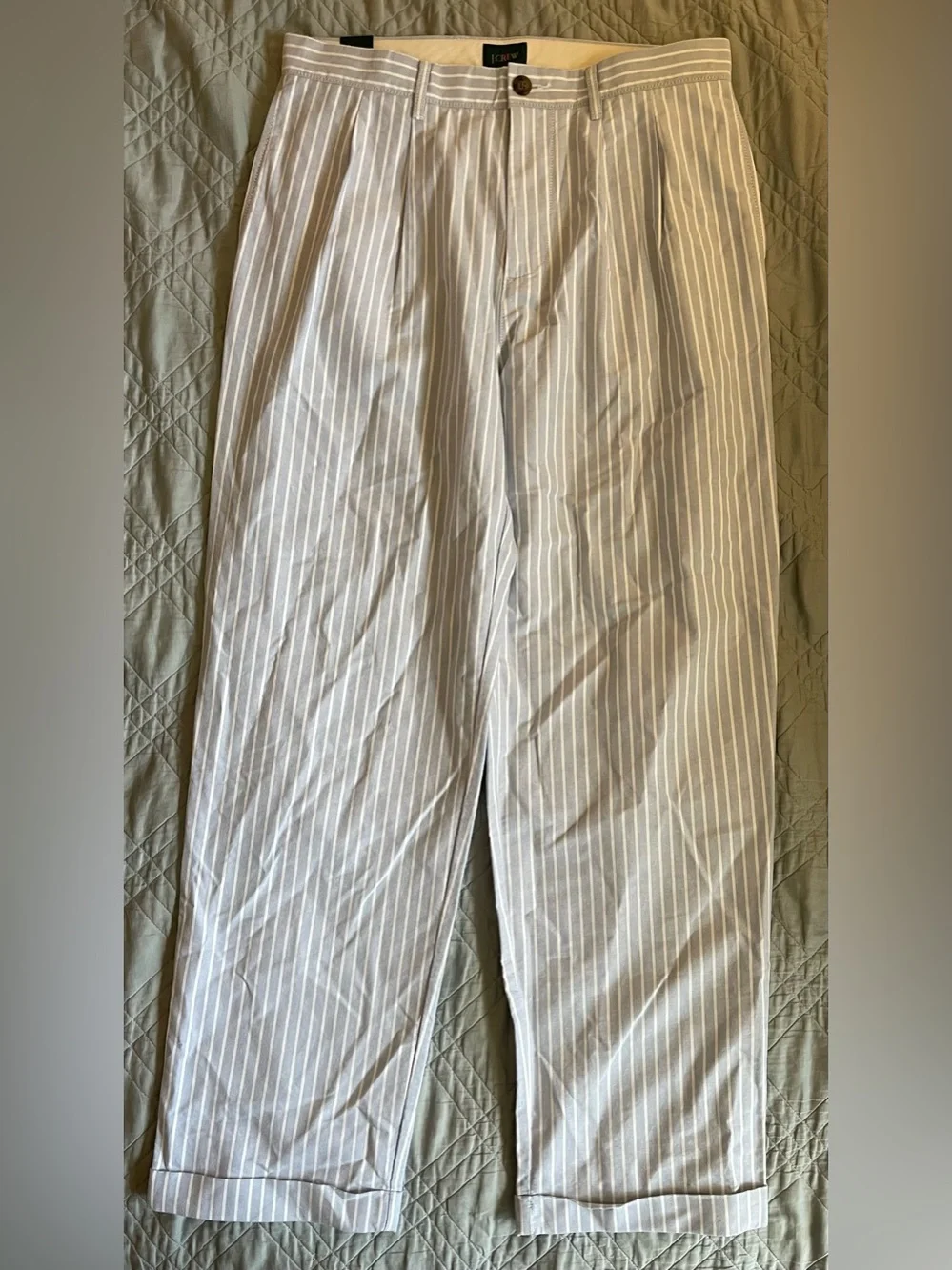 J. CREW Relaxed-fit double-pleated oxford chino pant in stripe 32/32 $138 CT830